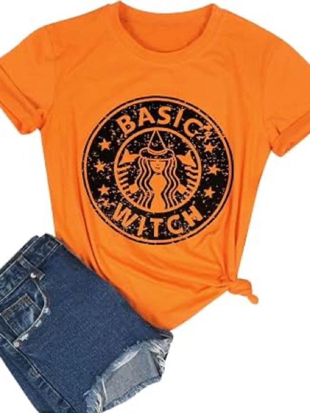 Orange “Basic Witch” Halloween Graphic Tee – Size Large – Never Worn